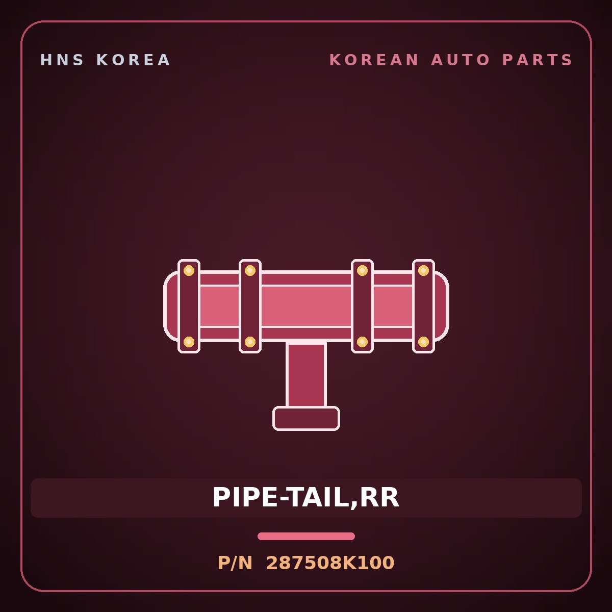 Genuine Mobis PIPE-TAIL,RR 287508K100 for Aero City 2008 HNS Parts Korea