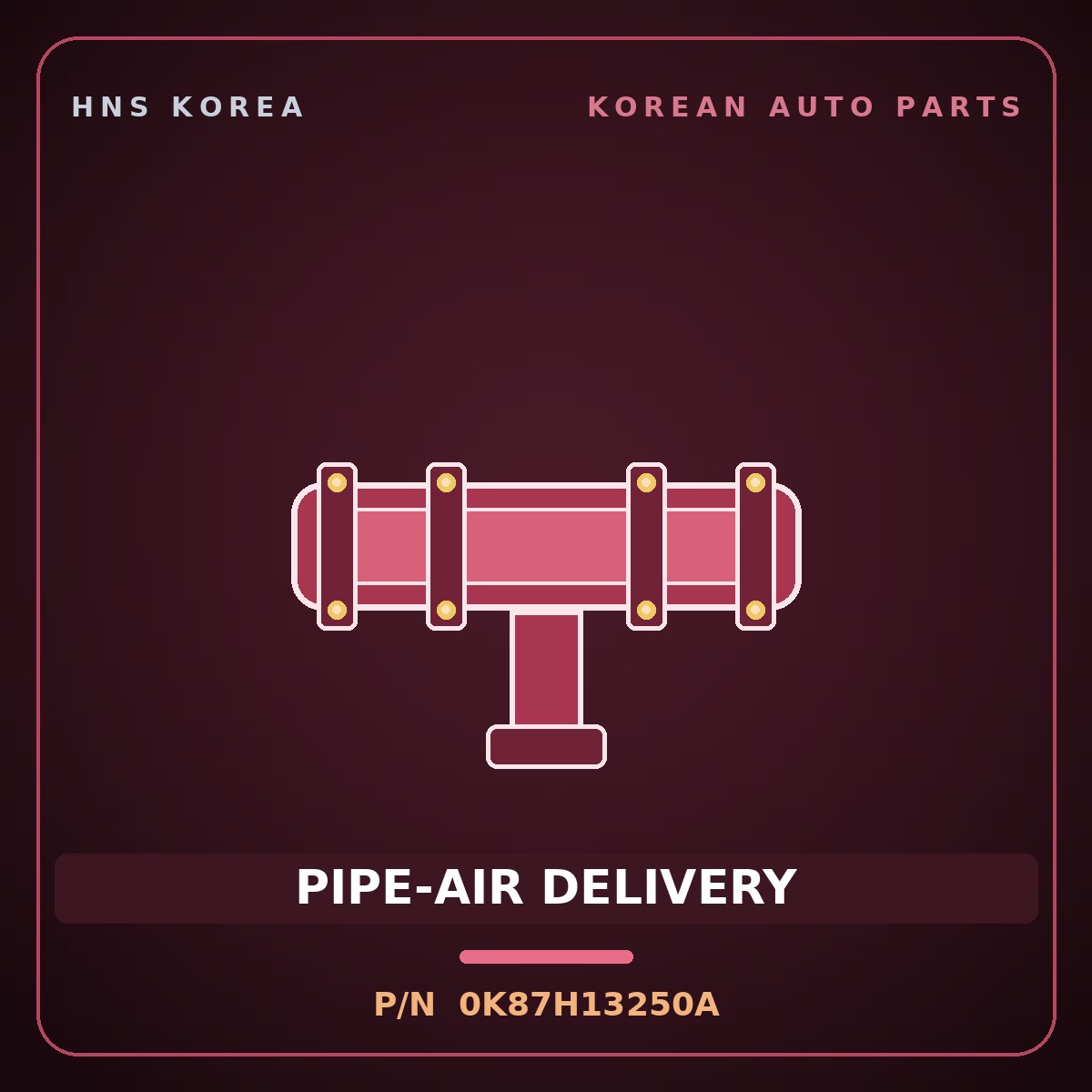 Genuine Mobis PIPE-AIR DELIVERY 0K87H13250A for Rhino 1995 HNS Parts Korea