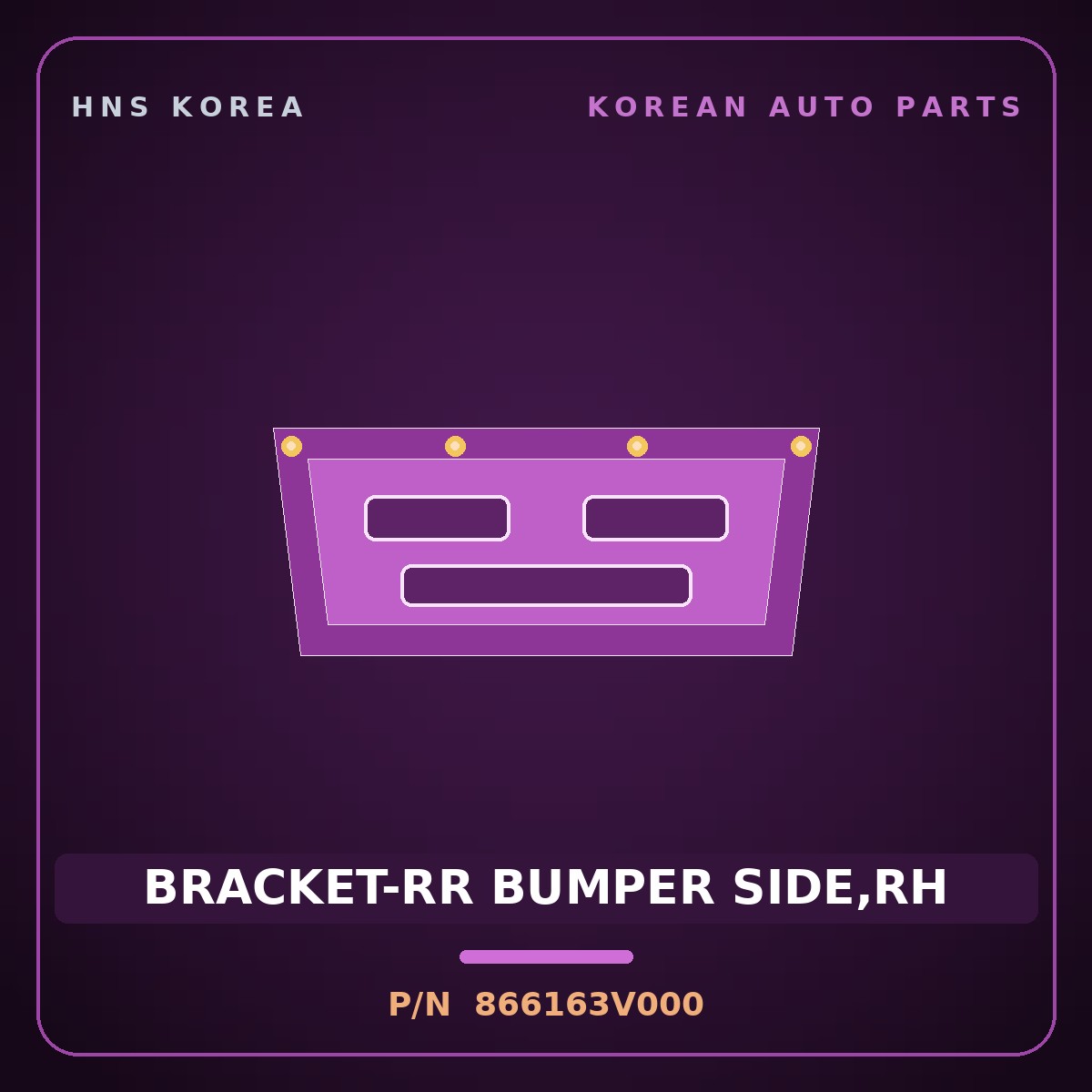 Genuine Mobis BRACKET-RR BUMPER SIDE,RH 866163V000 for Grandeur 2011 HNS Parts Korea