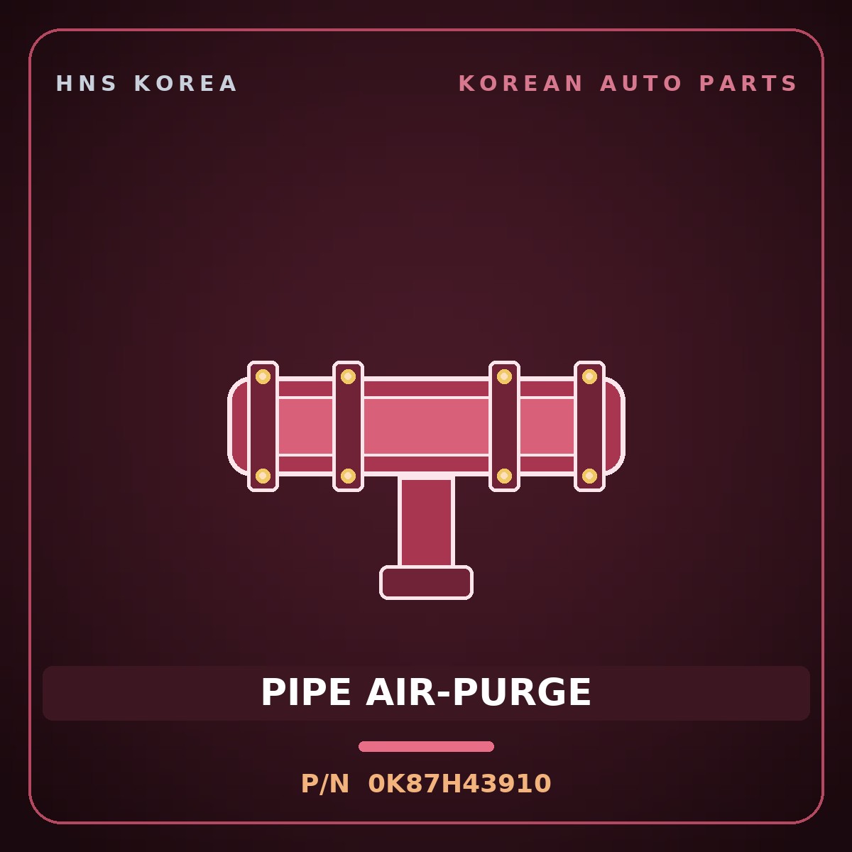 Genuine Mobis PIPE AIR-PURGE 0K87H43910 for Rhino 1995 HNS Parts Korea