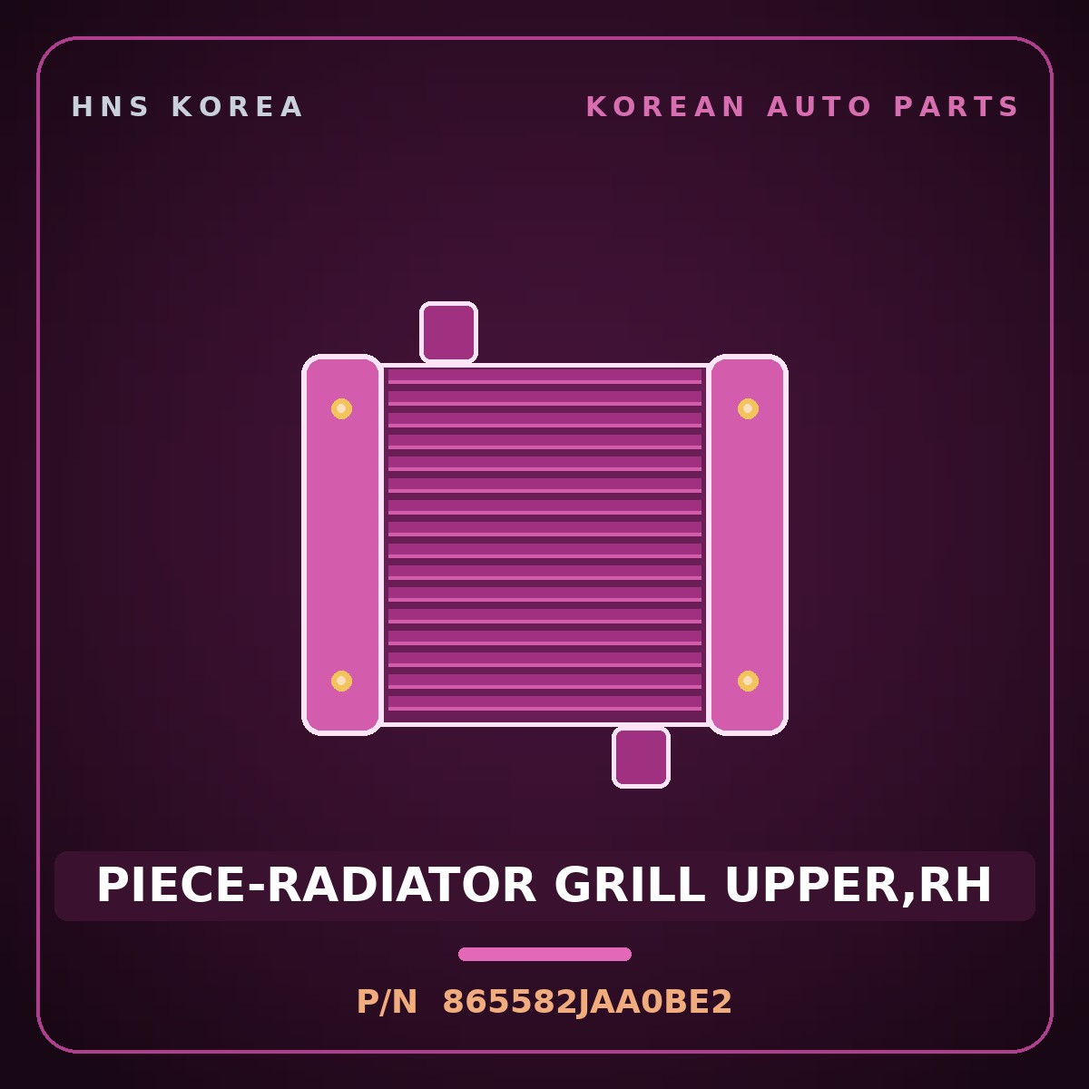 Genuine Mobis PIECE-RADIATOR GRILL UPPER,RH 865582JAA0BE2 for Mohave 2020 HNS Parts Korea