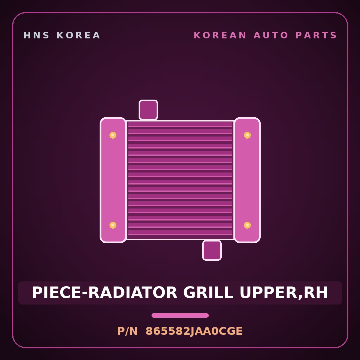Genuine Mobis PIECE-RADIATOR GRILL UPPER,RH 865582JAA0CGE for Mohave 2020 HNS Parts Korea