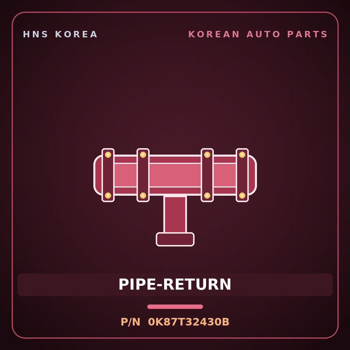 Genuine Mobis PIPE-RETURN 0K87T32430B for Rhino 1995 HNS Parts Korea