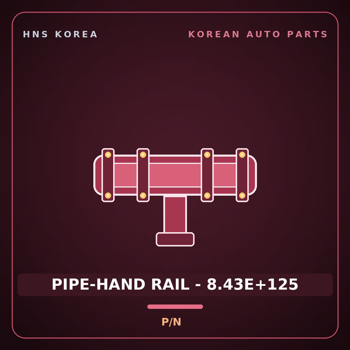Genuine Mobis PIPE-HAND RAIL - 8.43E+125  for Global 900 2003 HNS Parts Korea