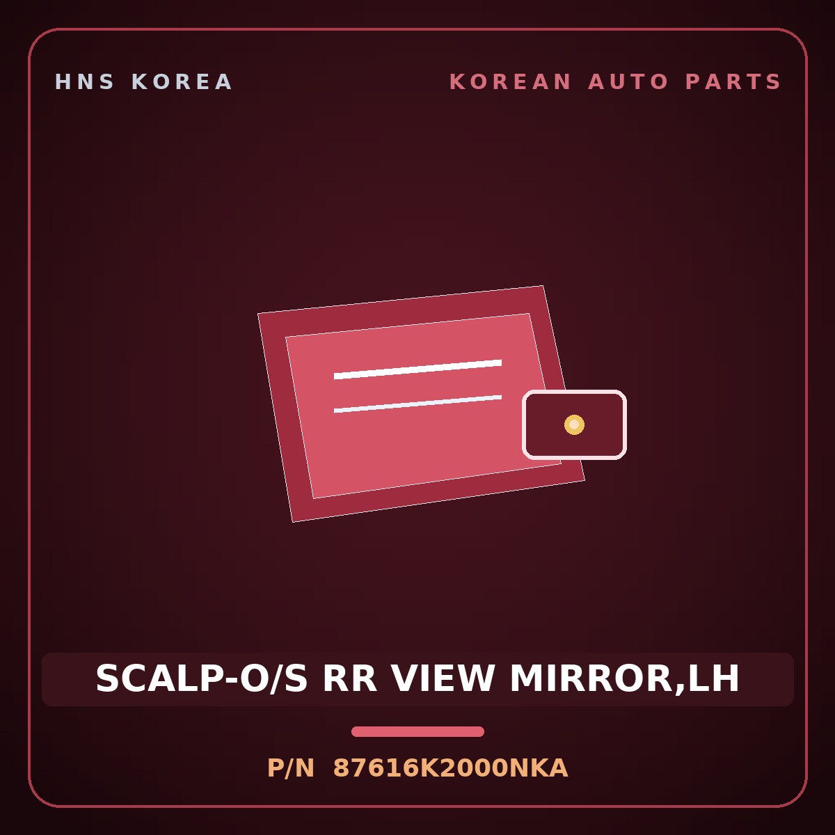 Genuine Mobis SCALP-O/S RR VIEW MIRROR,LH 87616K2000NKA for Venue 2019 HNS Parts Korea