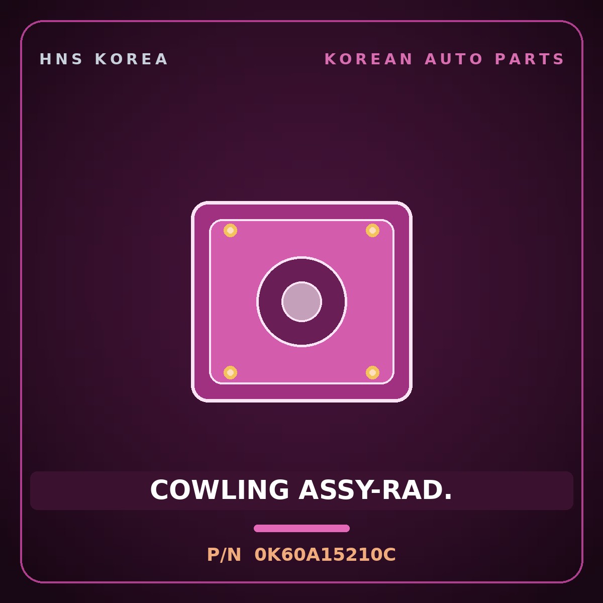 Genuine Mobis COWLING ASSY-RAD. 0K60A15210C for Bongo 1997 HNS Parts Korea