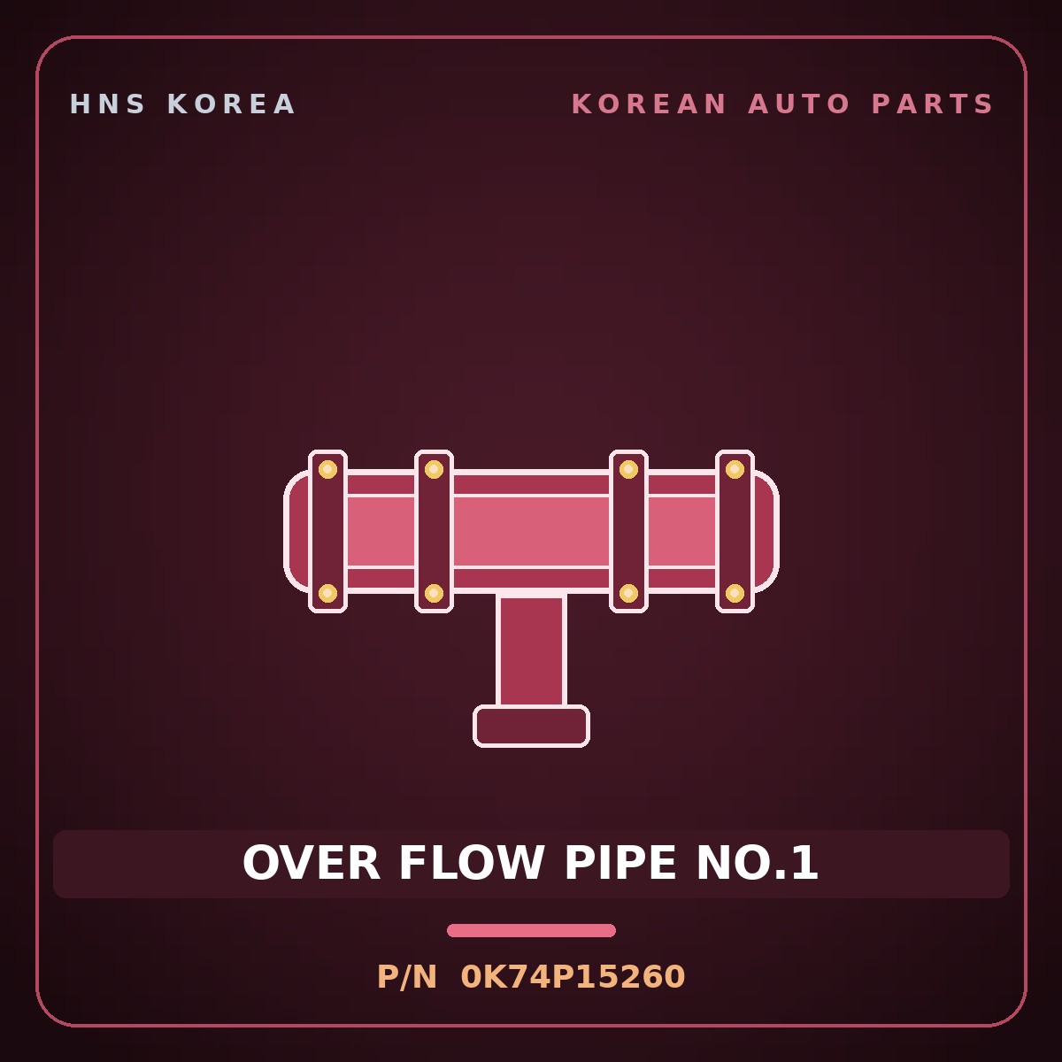 Genuine Mobis OVER FLOW PIPE NO.1 0K74P15260 for Bongo 1996 HNS Parts Korea