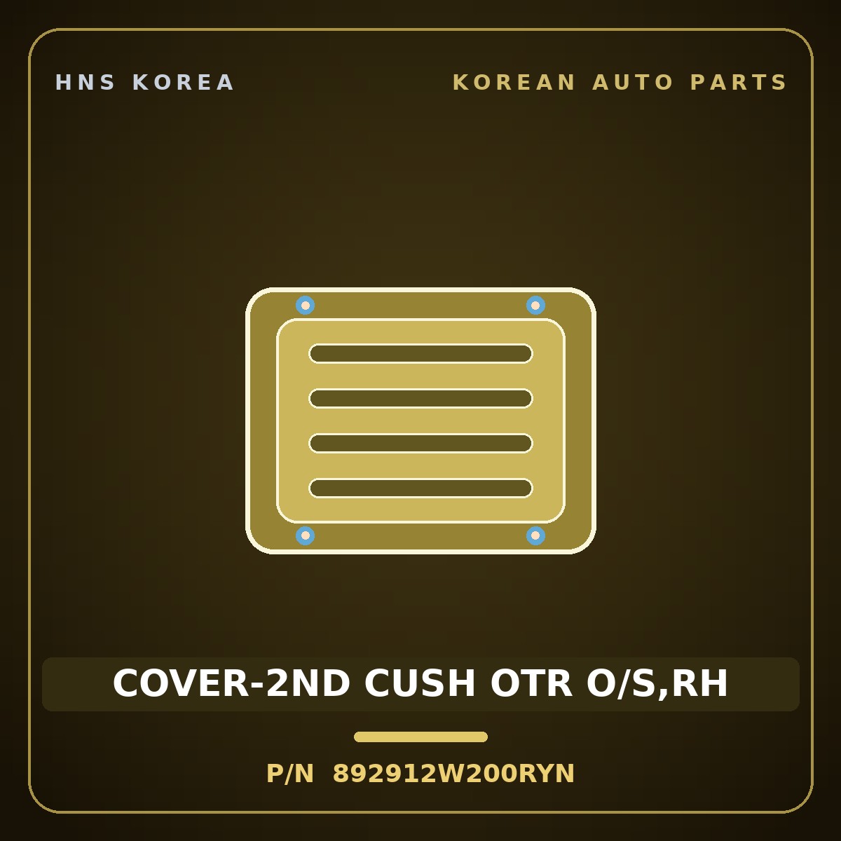 Genuine Mobis COVER-2ND CUSH OTR O/S,RH 892912W200RYN for Santa Fe 2012 HNS Parts Korea