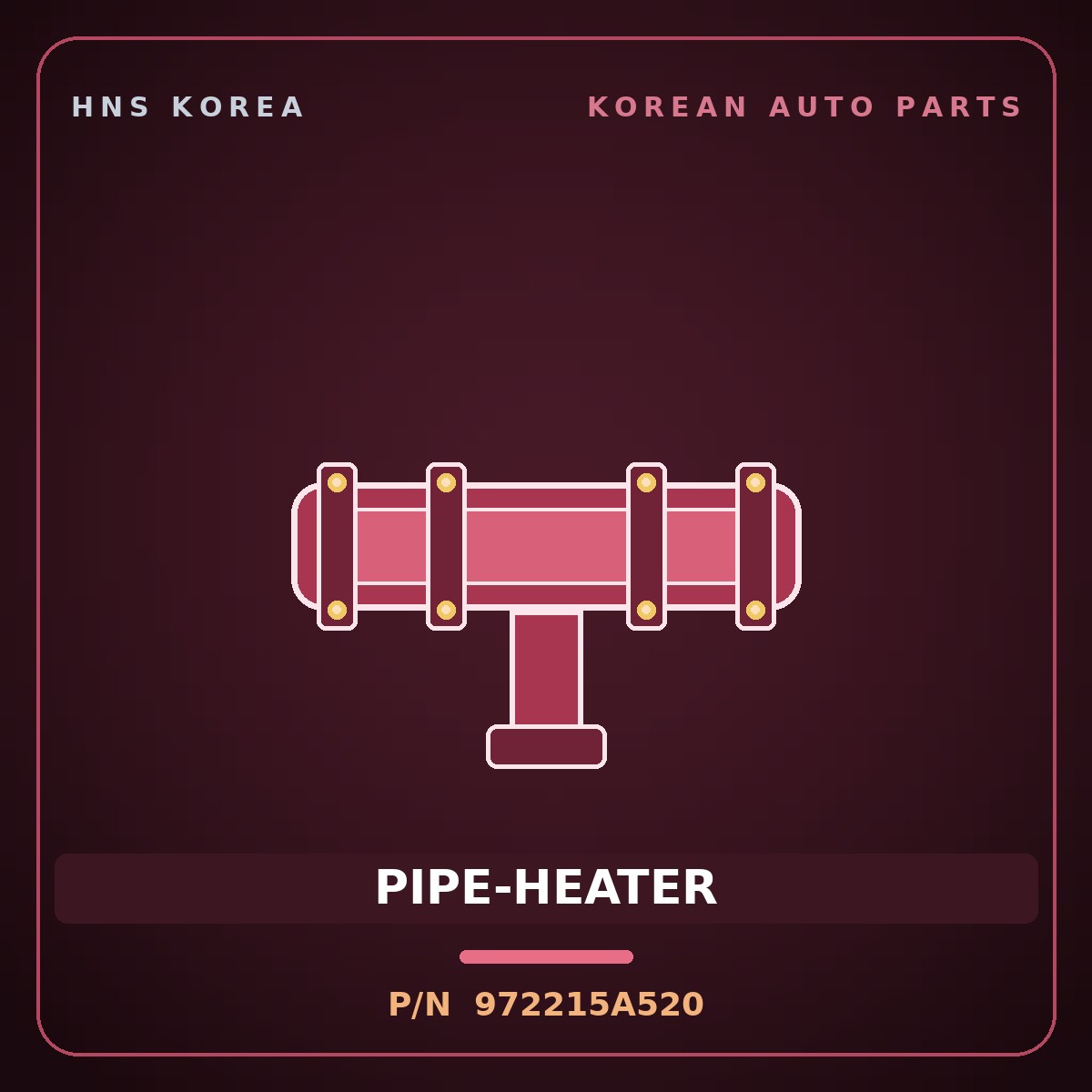 Genuine Mobis PIPE-HEATER 972215A520 for County 1998 HNS Parts Korea