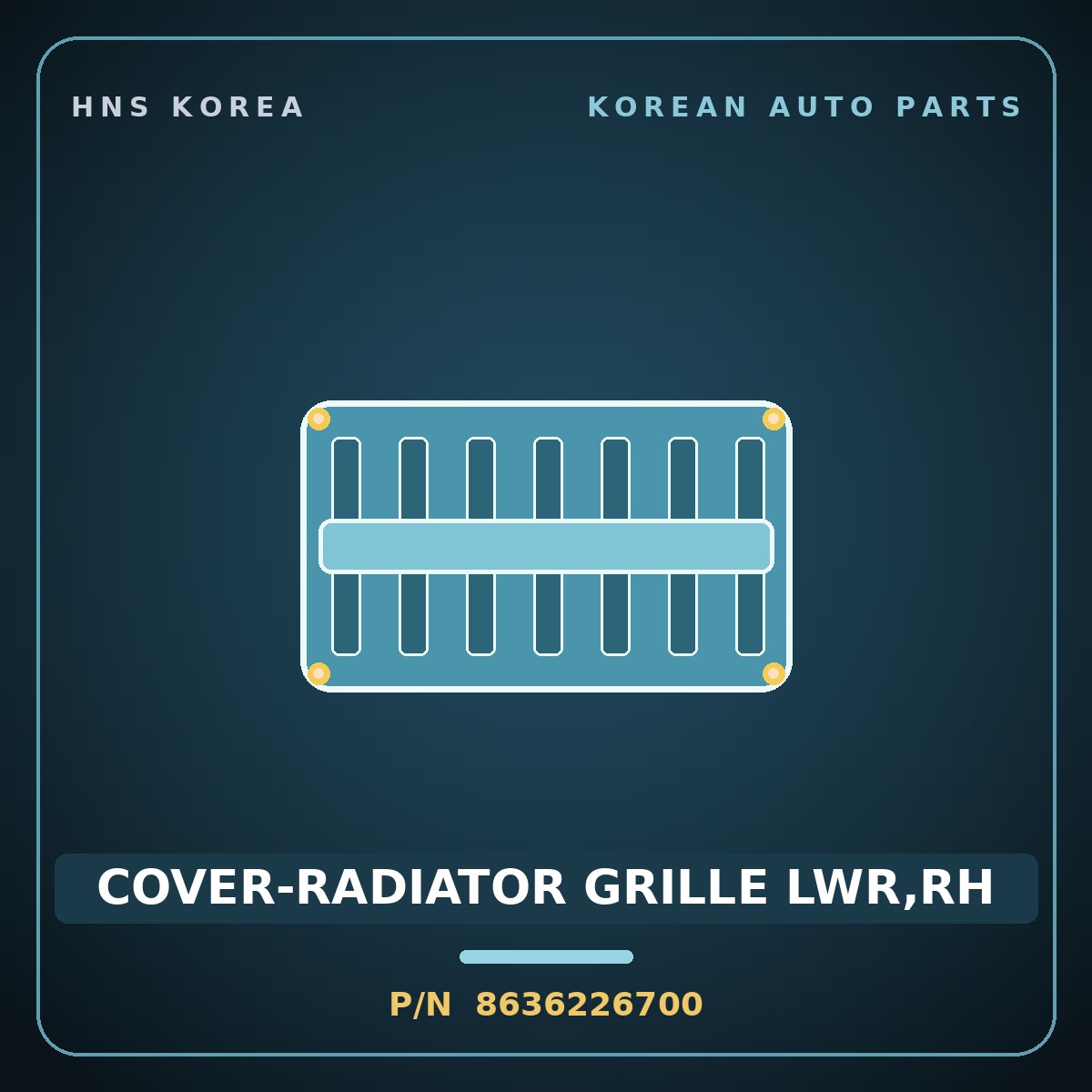 Genuine Mobis COVER-RADIATOR GRILLE LWR,RH 8636226700 for Santa Fe 2000 HNS Parts Korea