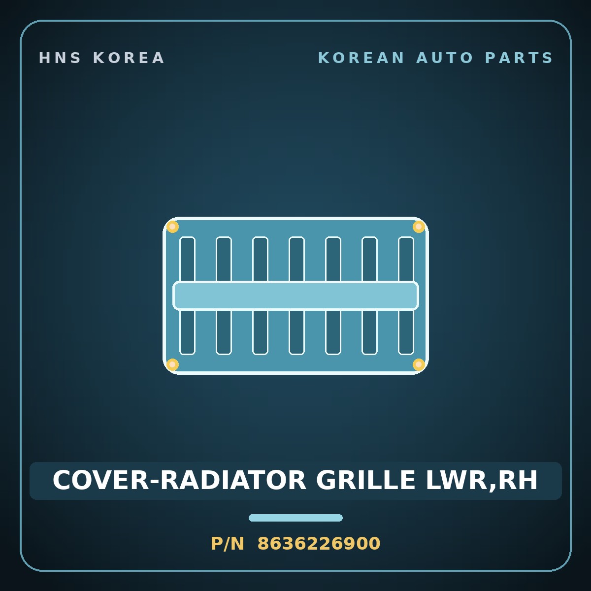 Genuine Mobis COVER-RADIATOR GRILLE LWR,RH 8636226900 for Santa Fe 2000 HNS Parts Korea