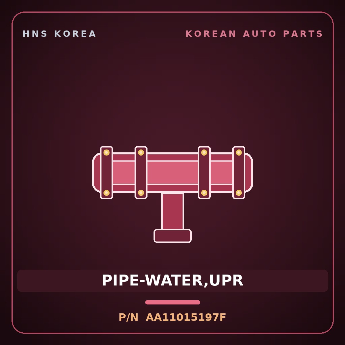 Genuine Mobis PIPE-WATER,UPR AA11015197F for Towner 2000 HNS Parts Korea