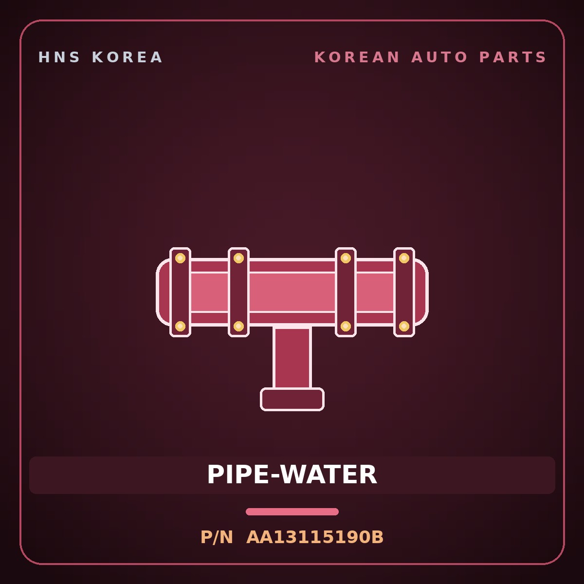 Genuine Mobis PIPE-WATER AA13115190B for Towner 2000 HNS Parts Korea