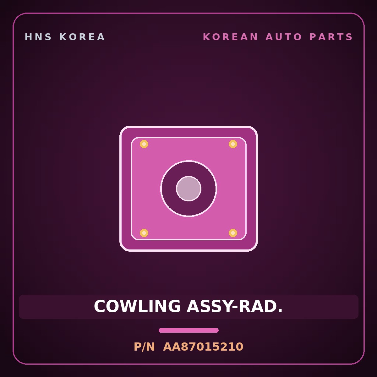 Genuine Mobis COWLING ASSY-RAD. AA87015210 for Power Combi 1998 HNS Parts Korea