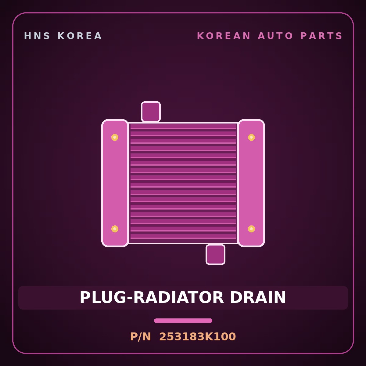 Genuine Mobis PLUG-RADIATOR DRAIN 253183K100 for Aero City 2006 HNS Parts Korea