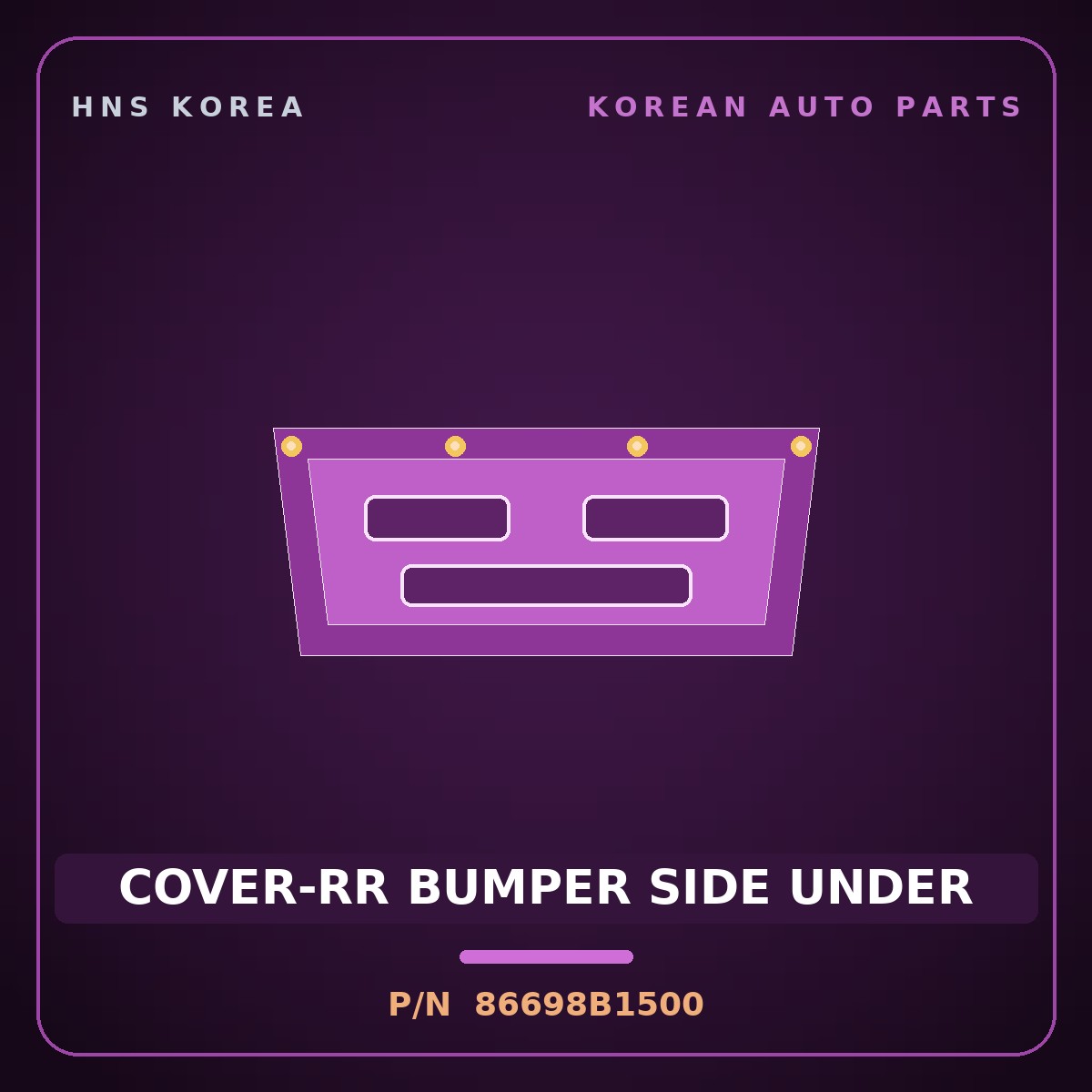 Genuine Mobis COVER-RR BUMPER SIDE UNDER 86698B1500 for G80 2016 HNS Parts Korea