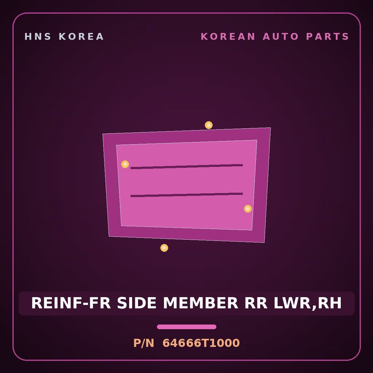 Genuine Mobis REINF-FR SIDE MEMBER RR LWR,RH 64666T1000 for G80 2020 HNS Parts Korea