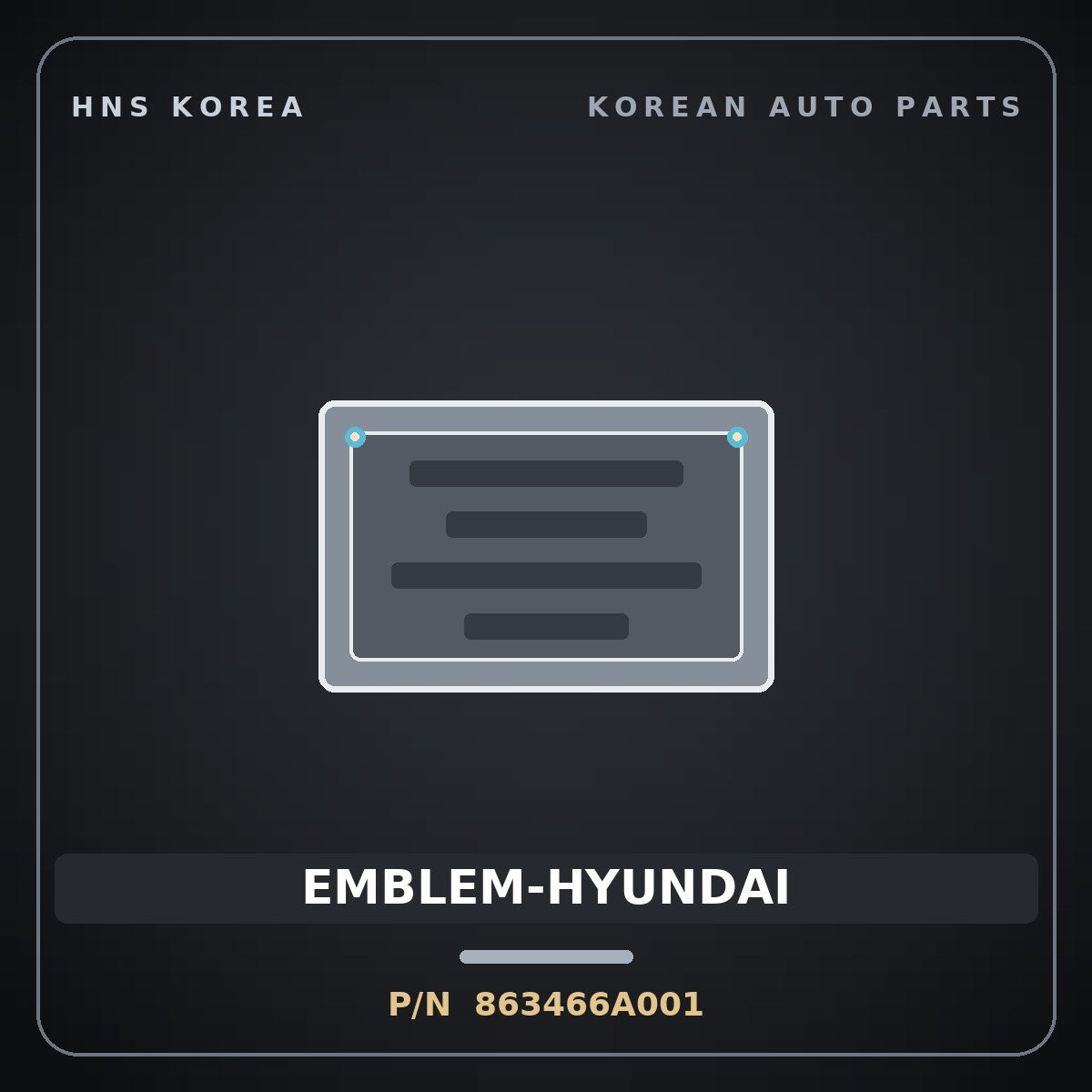 Genuine Mobis EMBLEM-HYUNDAI 863466A001 for 5-Ton Truck 1997 HNS Parts Korea