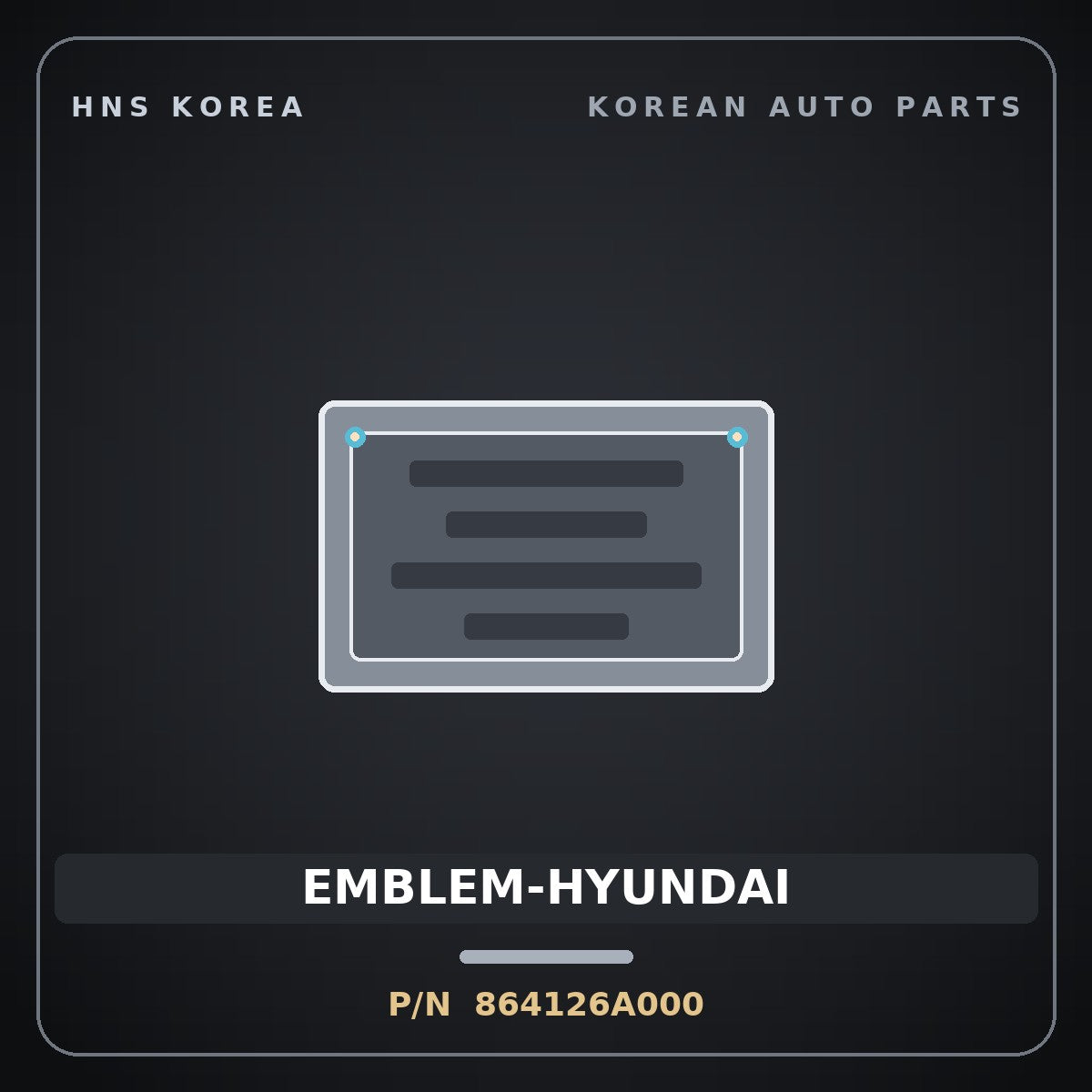 Genuine Mobis EMBLEM-HYUNDAI 864126A000 for 5-Ton Truck 1997 HNS Parts Korea