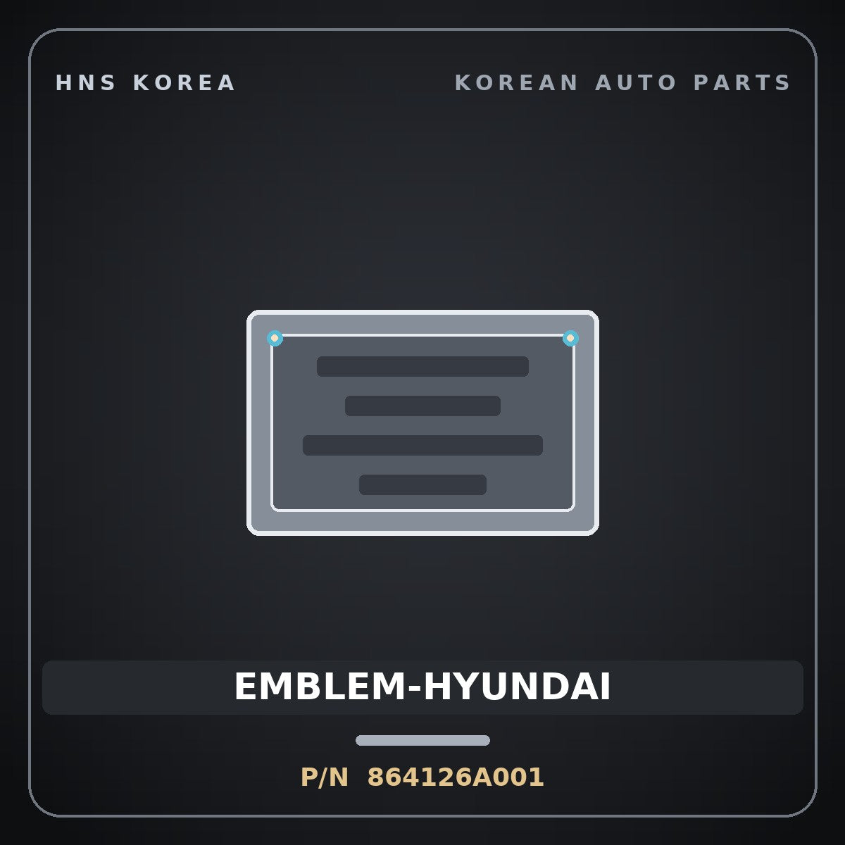 Genuine Mobis EMBLEM-HYUNDAI 864126A001 for 5-Ton Truck 1997 HNS Parts Korea