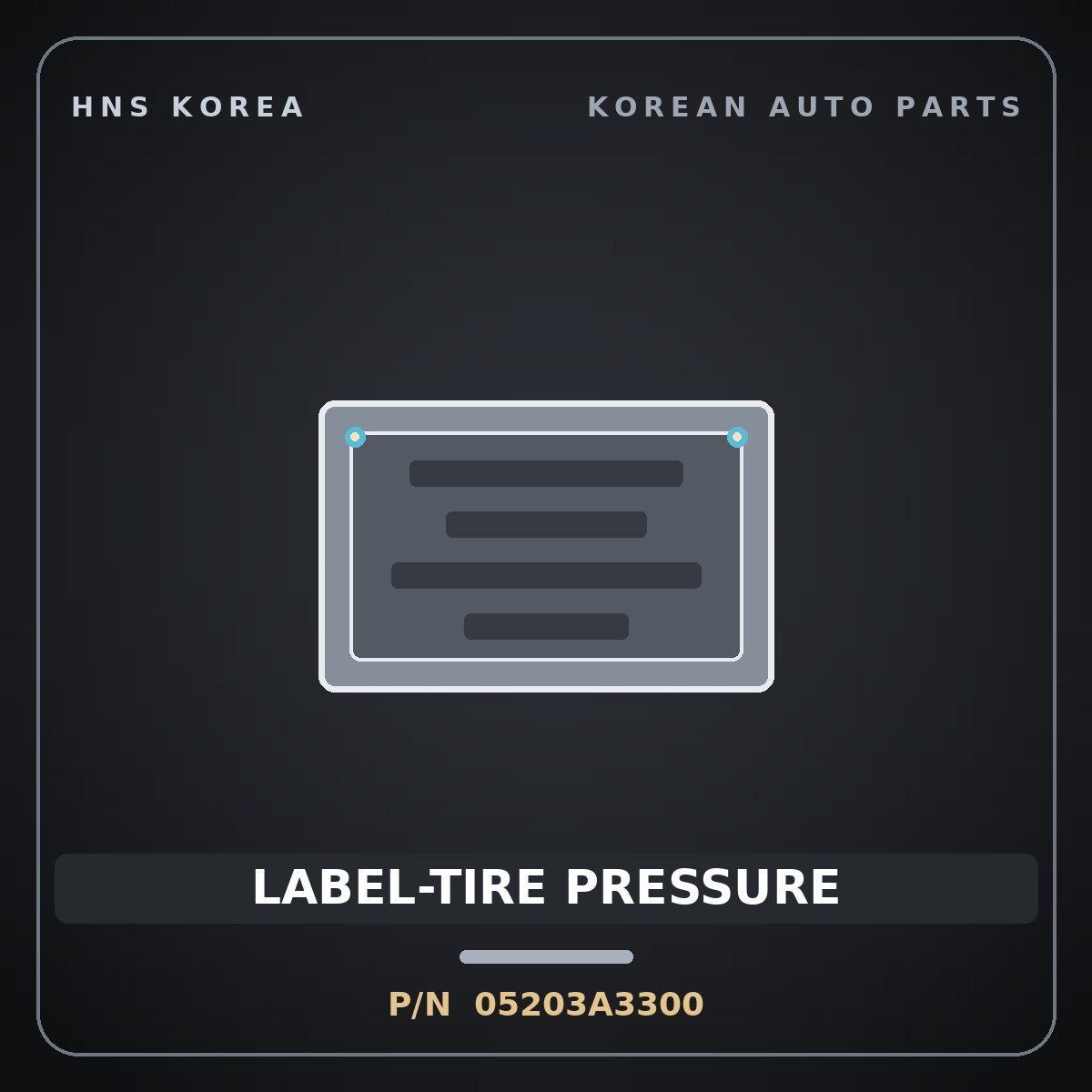 Genuine Mobis LABEL-TIRE PRESSURE 05203A3300 for Ray 2023 HNS Parts Korea