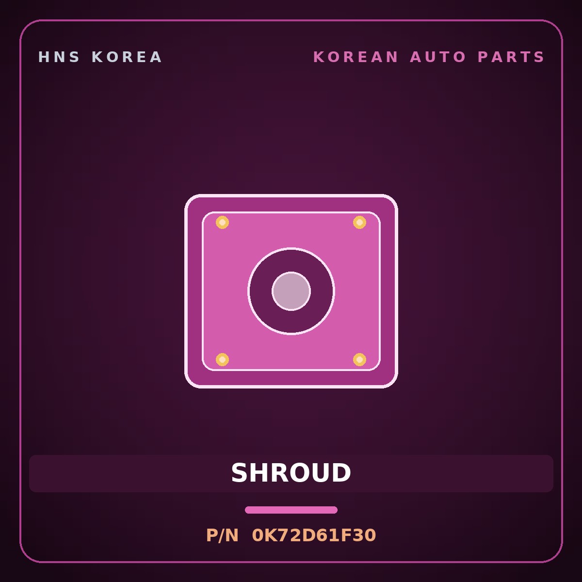 Genuine Mobis SHROUD 0K72D61F30 for Bongo 1996 HNS Parts Korea