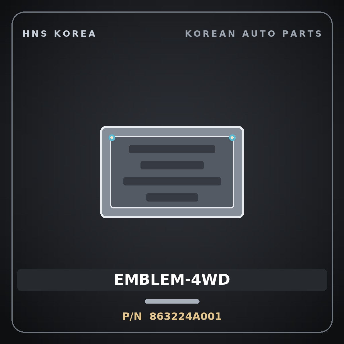 Genuine Mobis EMBLEM-4WD 863224A001 for Grand Starex 1997 HNS Parts Korea