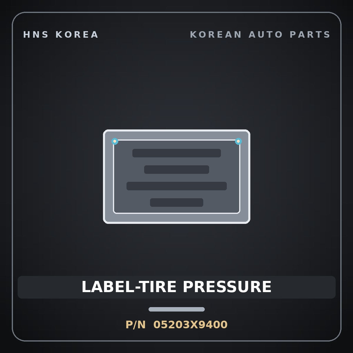 Genuine Mobis LABEL-TIRE PRESSURE 05203X9400 for EV5 2025 HNS Parts Korea