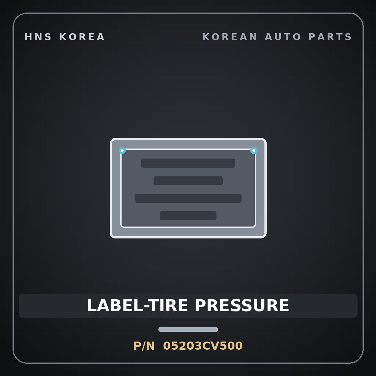 Genuine Mobis LABEL-TIRE PRESSURE 05203CV500 for EV6 2021 HNS Parts Korea
