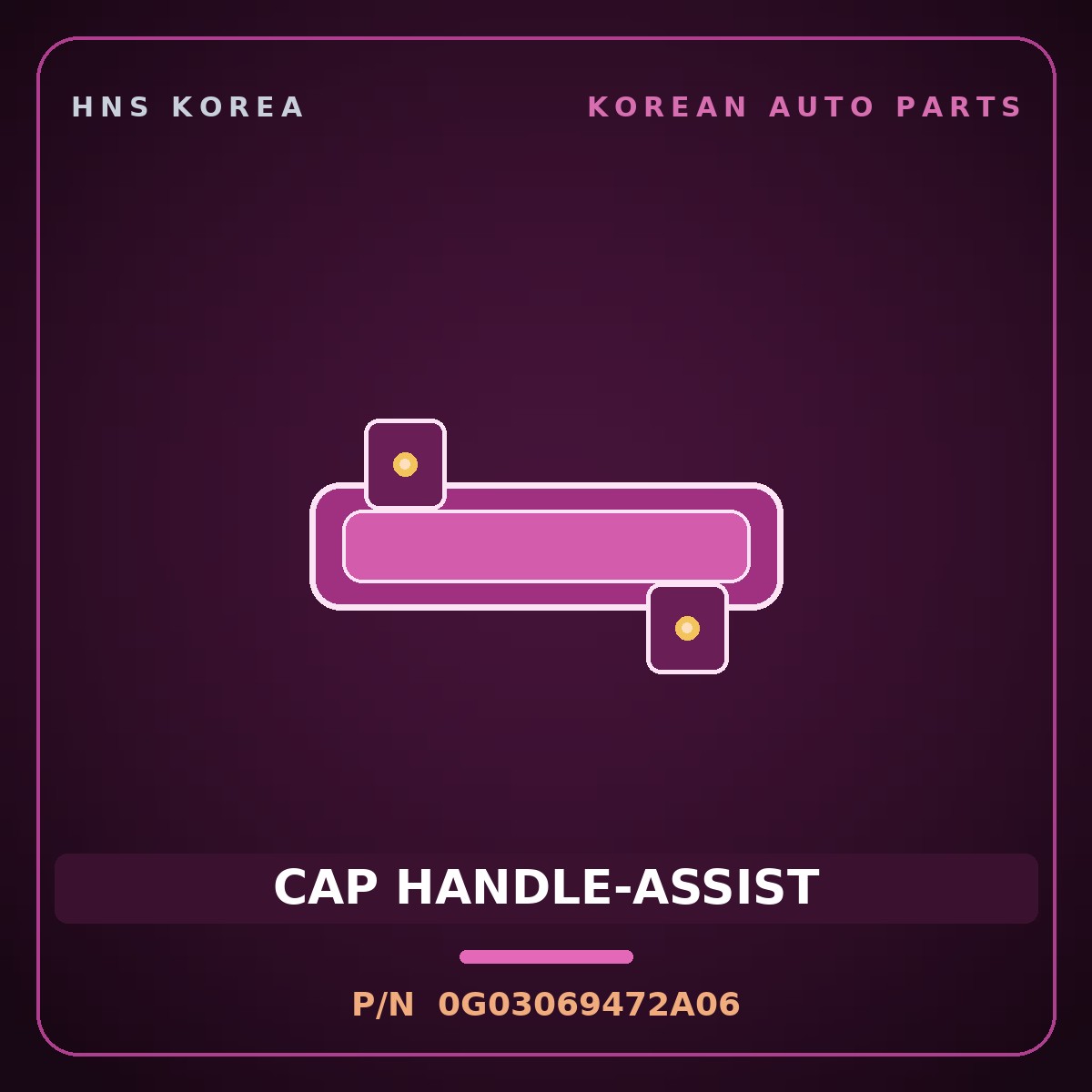 Genuine Mobis CAP HANDLE-ASSIST 0G03069472A06 for Bongo 1996 HNS Parts Korea