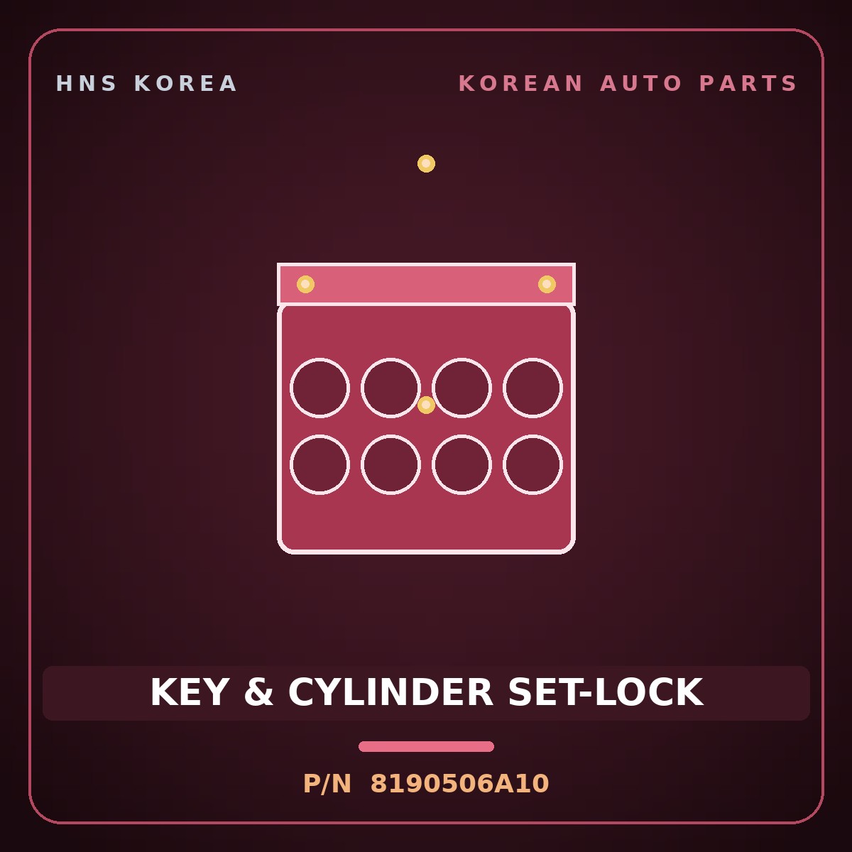 Genuine Mobis KEY & CYLINDER SET-LOCK 8190506A10 for Visto 1999 HNS Parts Korea
