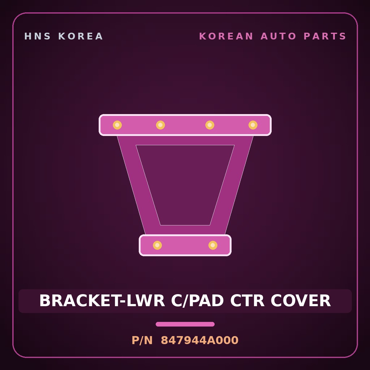 Genuine Mobis BRACKET-LWR C/PAD CTR COVER 847944A000 for Grand Starex 1997 HNS Parts Korea