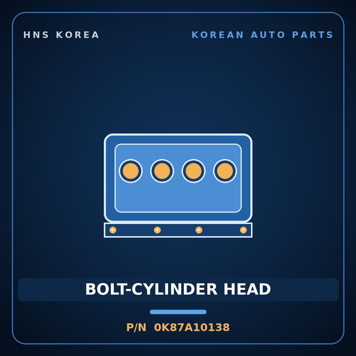 Genuine Mobis BOLT-CYLINDER HEAD 0K87A10138 for 5-Ton Truck 1997 HNS Parts Korea