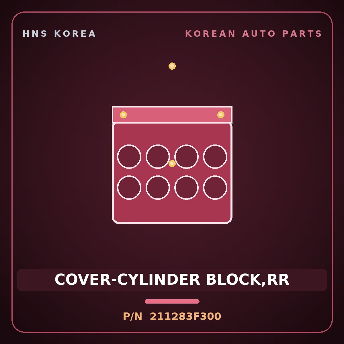 Genuine Mobis COVER-CYLINDER BLOCK,RR 211283F300 for Equus 2007 HNS Parts Korea