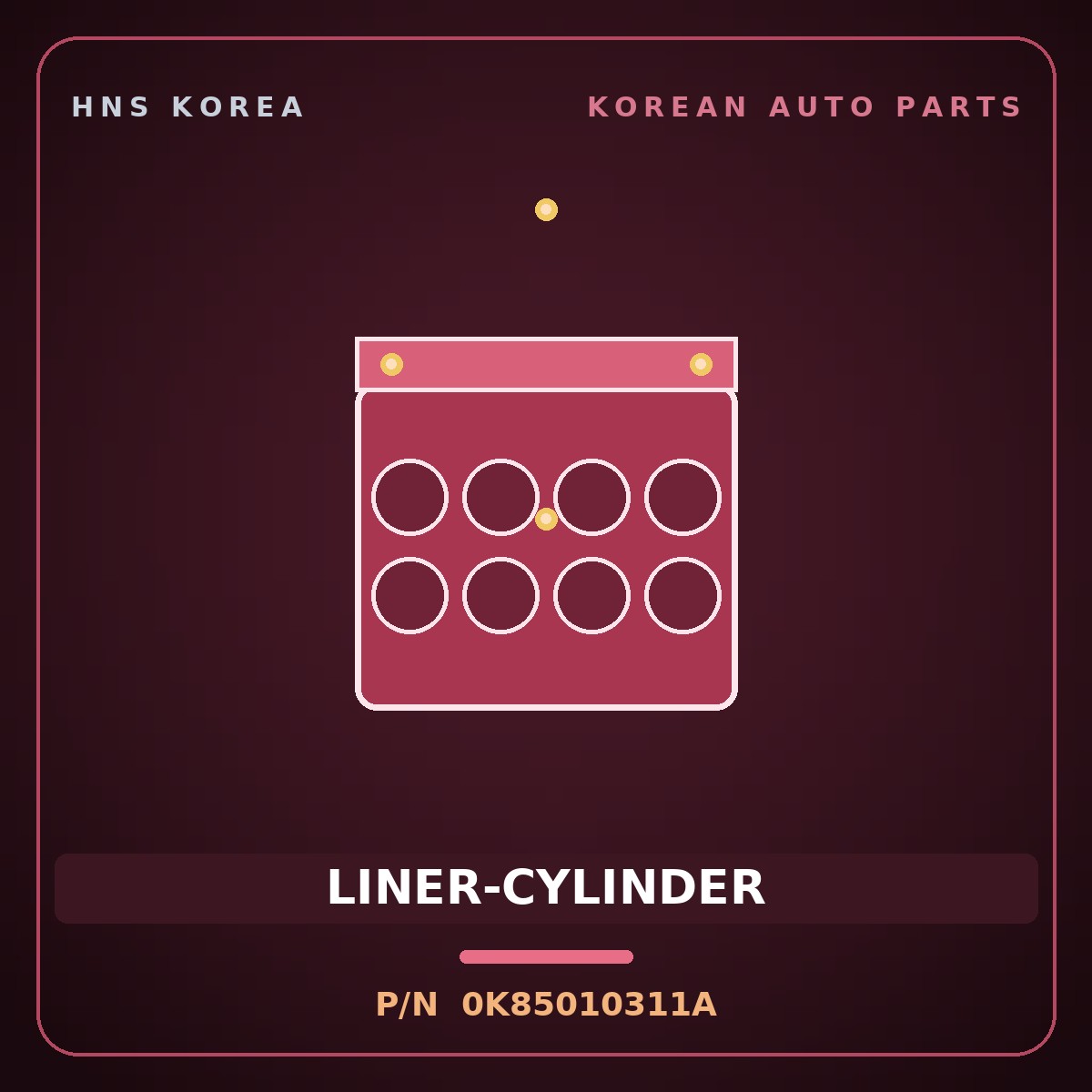 Genuine Mobis LINER-CYLINDER 0K85010311A for Global 900 2003 HNS Parts Korea