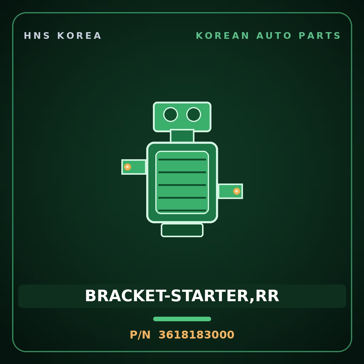 Genuine Mobis BRACKET-STARTER,RR 3618183000 for 11-Ton Truck 1995 HNS Parts Korea