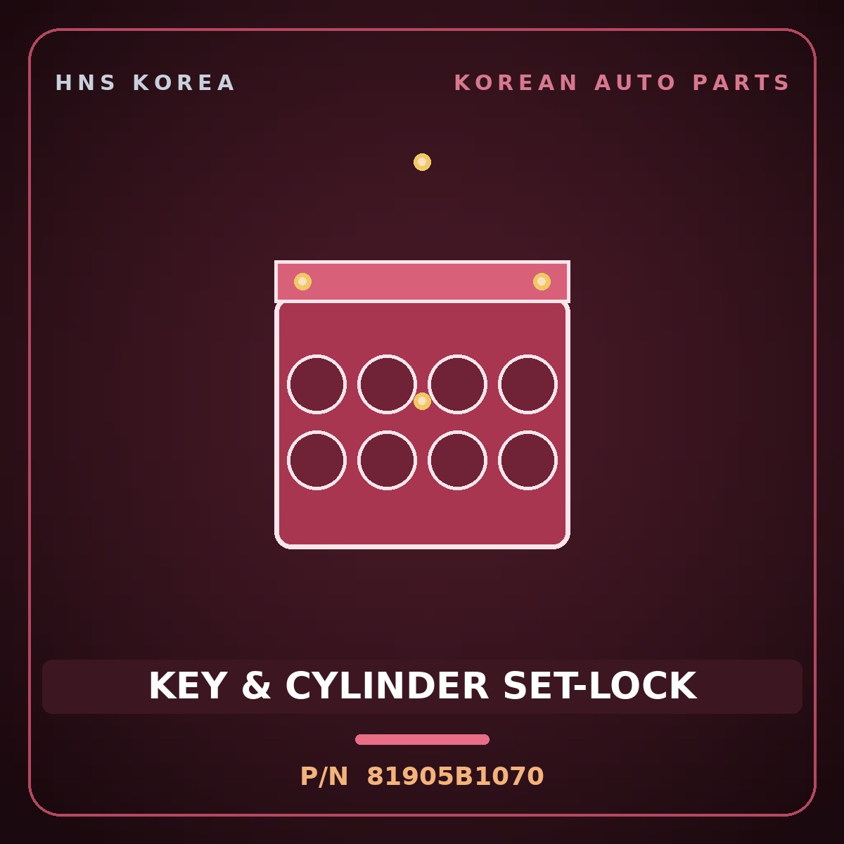 Genuine Mobis KEY & CYLINDER SET-LOCK 81905B1070 for Genesis 2014 HNS Parts Korea