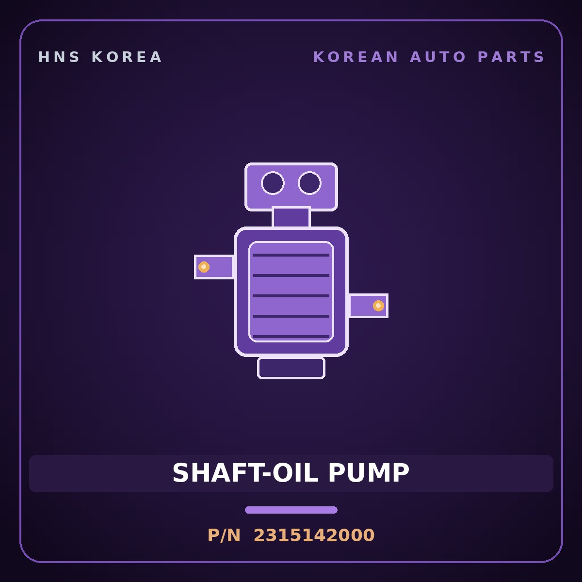 Genuine Mobis SHAFT-OIL PUMP 2315142000 for Bongo 1995 HNS Parts Korea