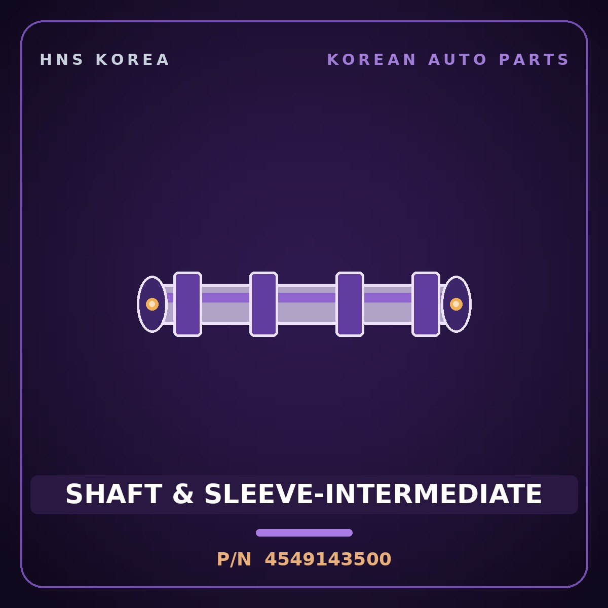 Genuine Mobis SHAFT & SLEEVE-INTERMEDIATE 4549143500 for Galloper 1995 HNS Parts Korea