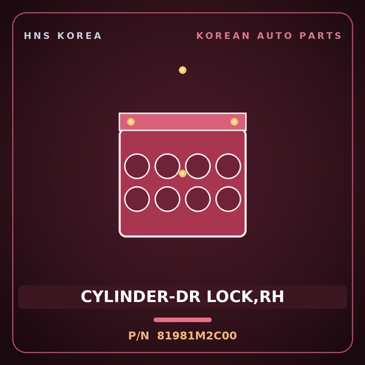 Genuine Mobis CYLINDER-DR LOCK,RH 81981M2C00 for Santamo 1995 HNS Parts Korea