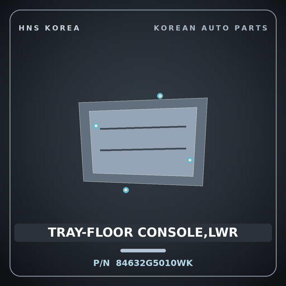 Genuine Mobis TRAY-FLOOR CONSOLE,LWR 84632G5010WK for Niro 2016 HNS Parts Korea