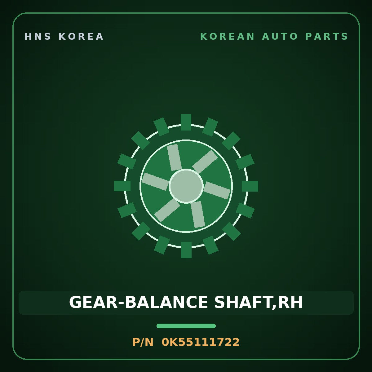 Genuine Mobis GEAR-BALANCE SHAFT,RH 0K55111722 for Bongo 1996 HNS Parts Korea