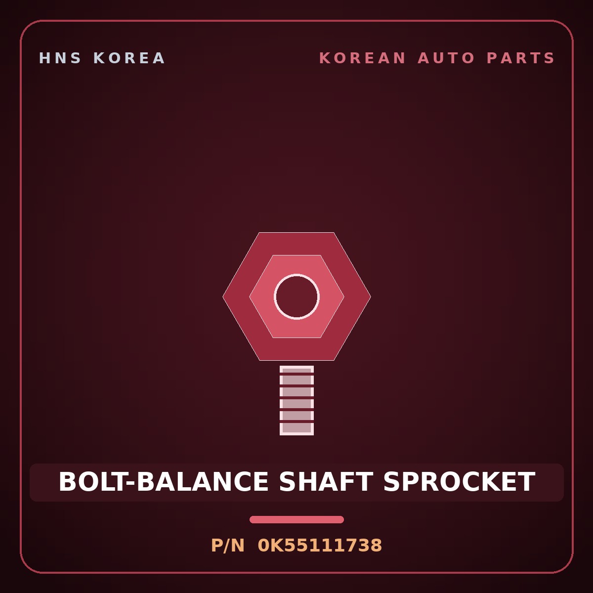 Genuine Mobis BOLT-BALANCE SHAFT SPROCKET 0K55111738 for Bongo 1996 HNS Parts Korea