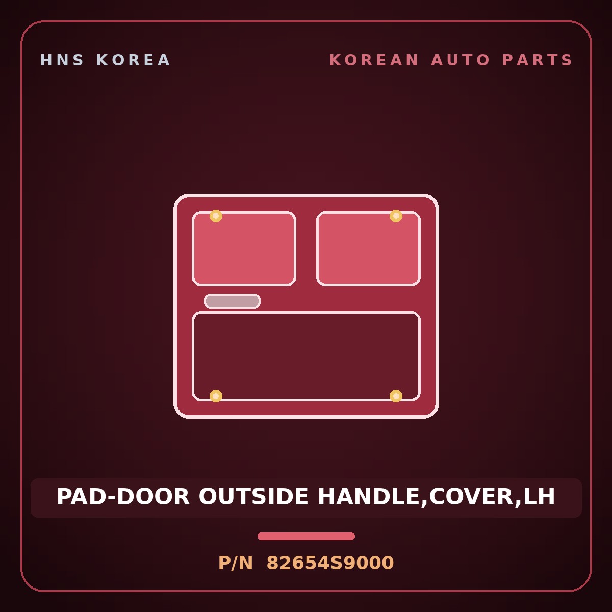 Genuine Mobis PAD-DOOR OUTSIDE HANDLE,COVER,LH 82654S9000 for Niro 2020 HNS Parts Korea