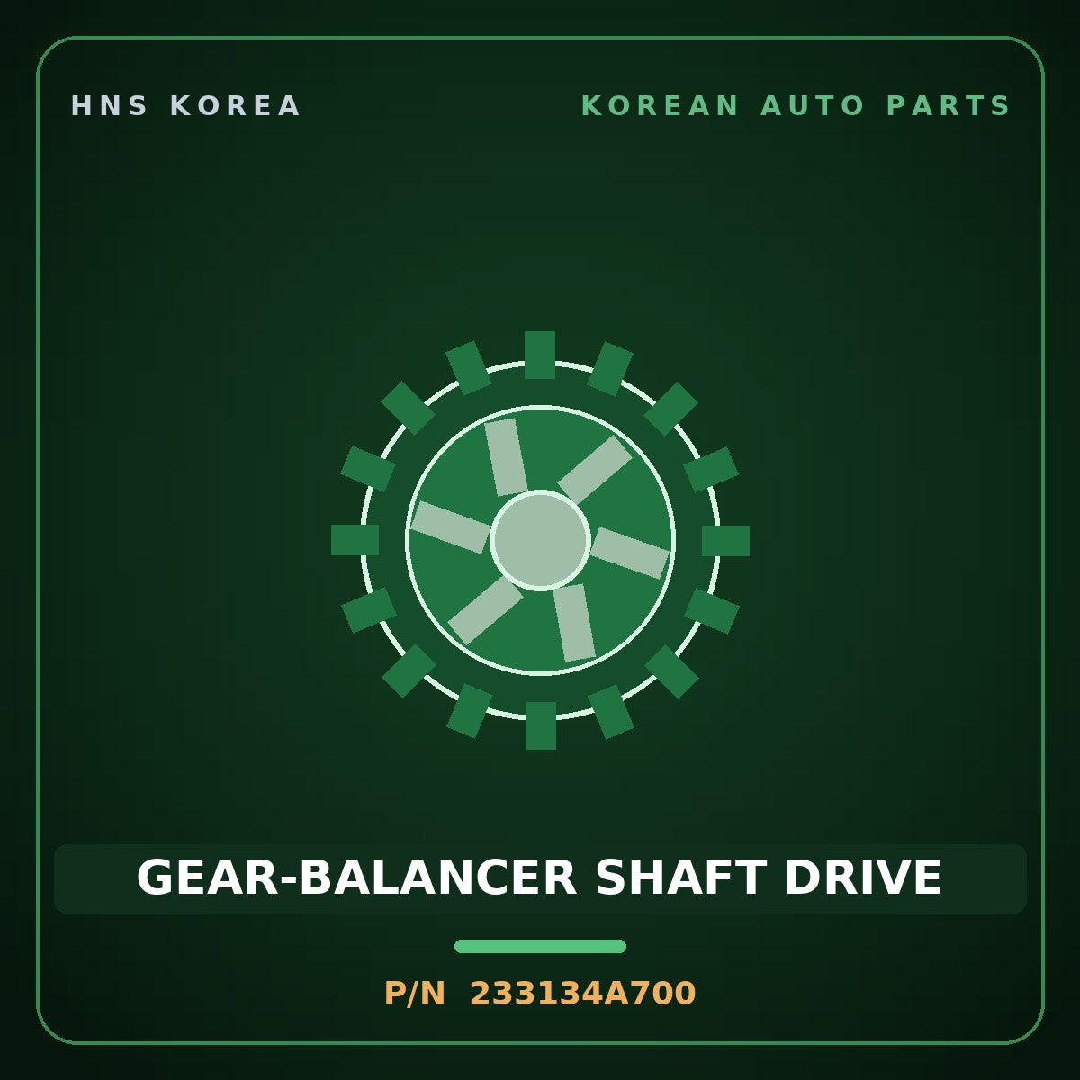 Genuine Mobis GEAR-BALANCER SHAFT DRIVE 233134A700 for Bongo 2004 HNS Parts Korea