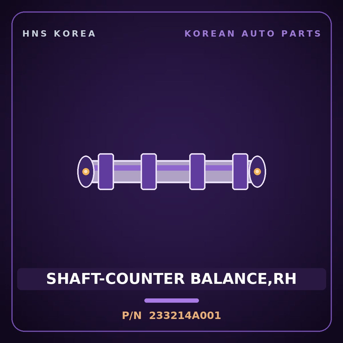 Genuine Mobis SHAFT-COUNTER BALANCE,RH 233214A001 for Grand Starex 2002 HNS Parts Korea