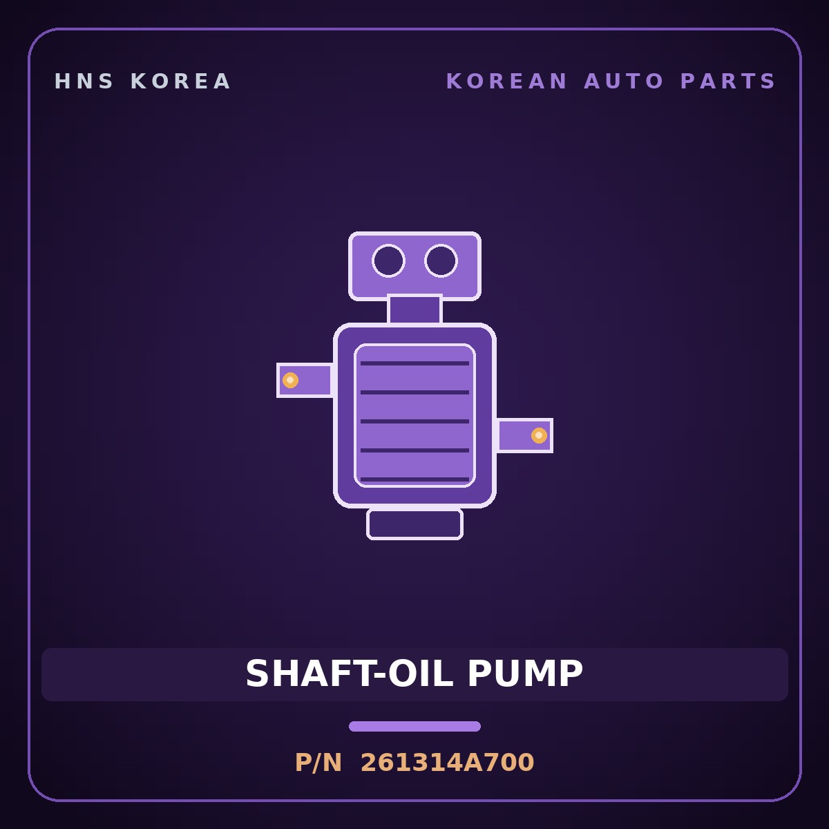 Genuine Mobis SHAFT-OIL PUMP 261314A700 for Bongo 2004 HNS Parts Korea
