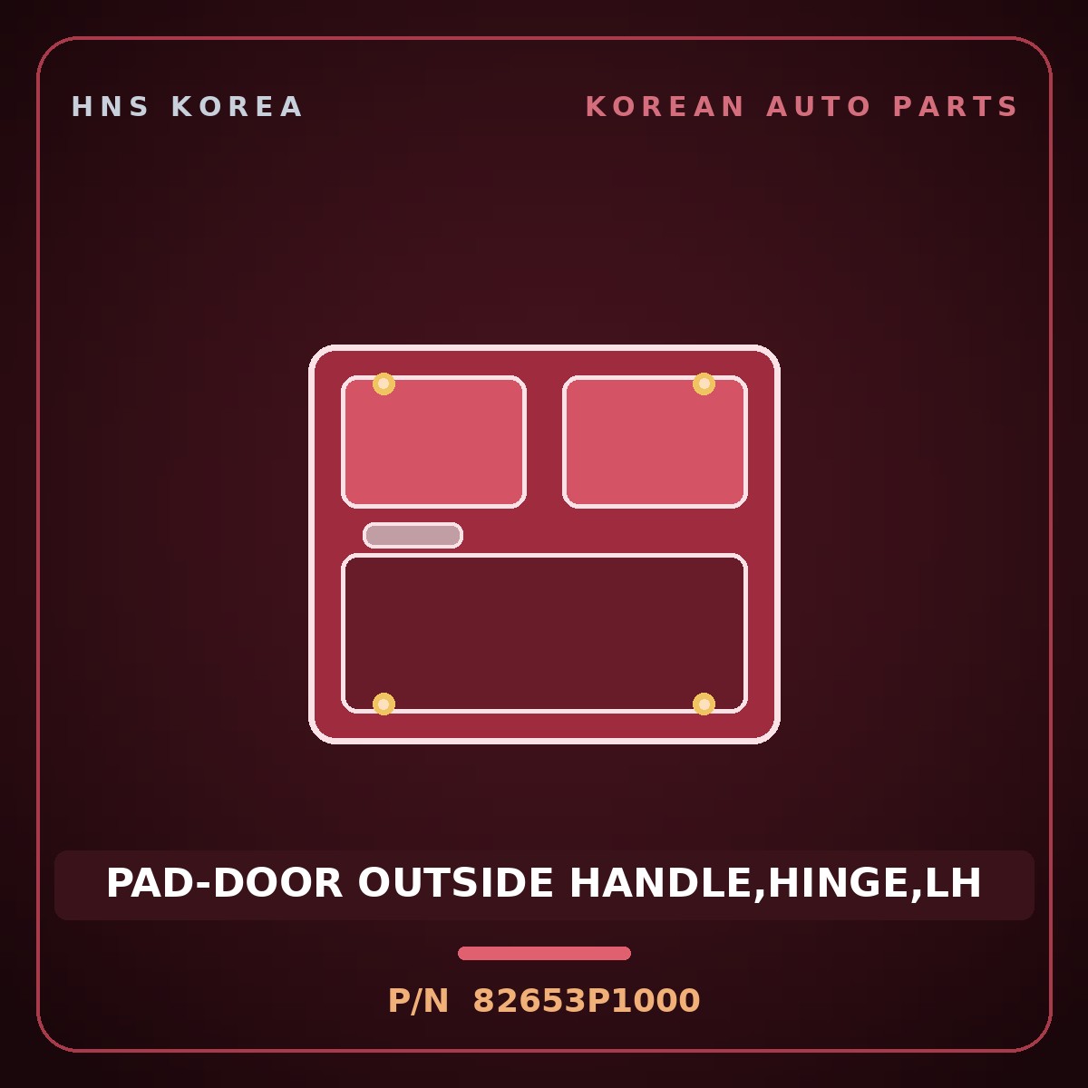 Genuine Mobis PAD-DOOR OUTSIDE HANDLE,HINGE,LH 82653P1000 for Sportage 2022 HNS Parts Korea