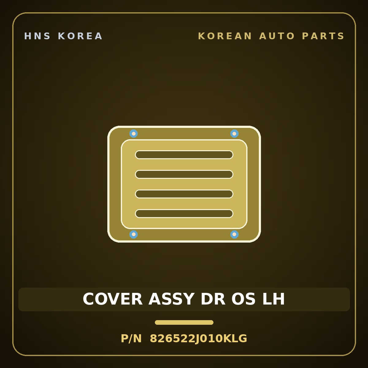Genuine Mobis COVER ASSY DR OS LH 826522J010KLG for Mohave 2020 HNS Parts Korea
