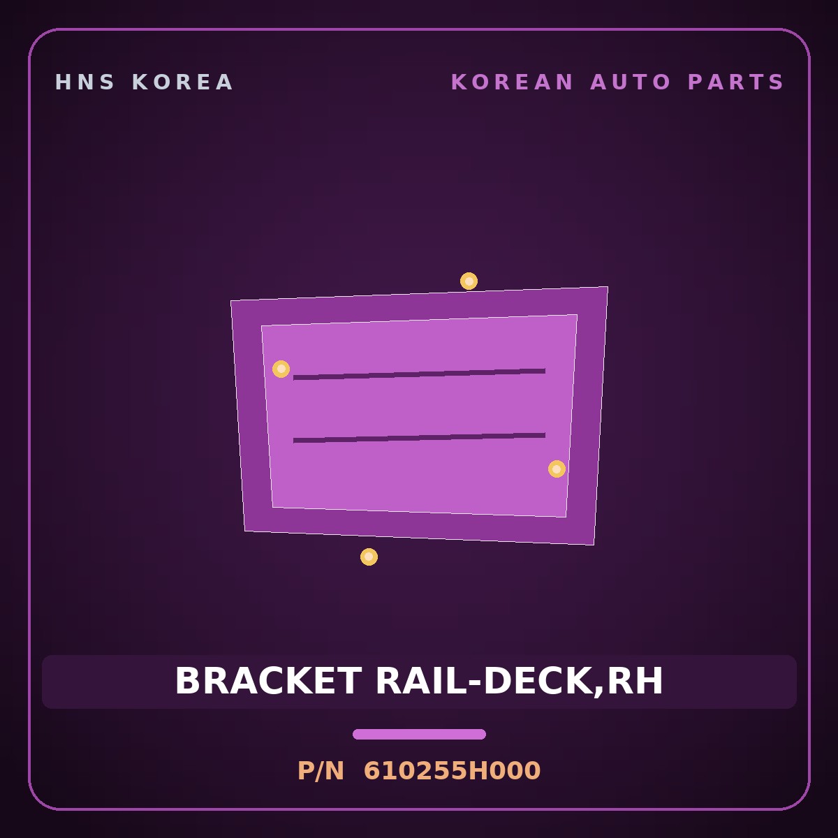 Genuine Mobis BRACKET RAIL-DECK,RH 610255H000 for Mighty 1998 HNS Parts Korea